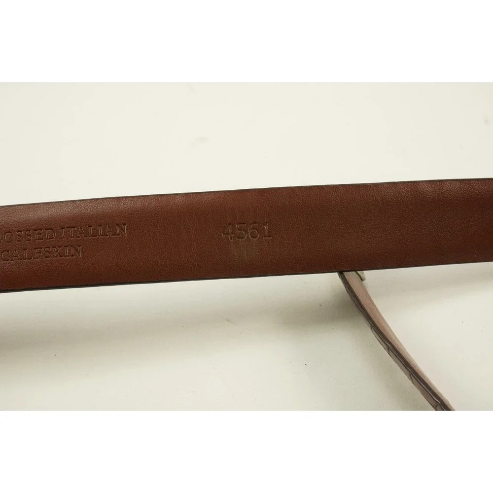 Torino Mens Size 52 Embossed Italian‎ Calfskin Leather Belt Dark Brown Crocodile